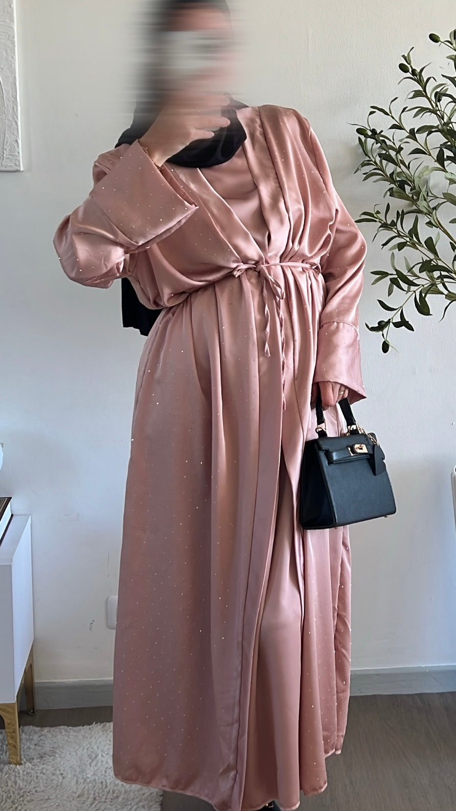 ENSEMBLE KIMONO/SOUS ABAYA STRASS