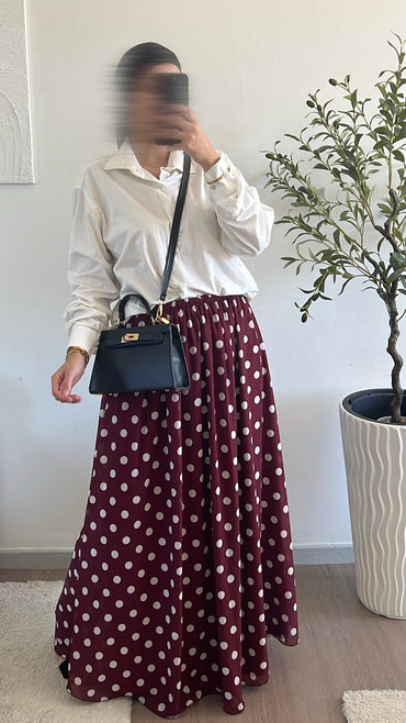 Jupe à pois bordeau