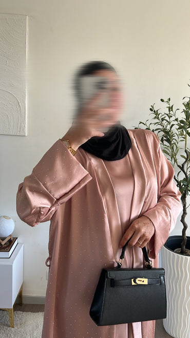 ENSEMBLE KIMONO/SOUS ABAYA STRASS