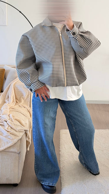 Veste bomber à carreaux