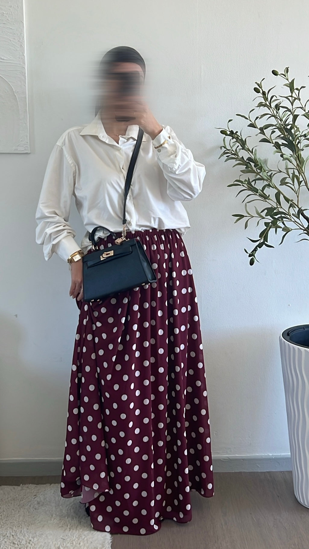 Jupe à pois bordeau
