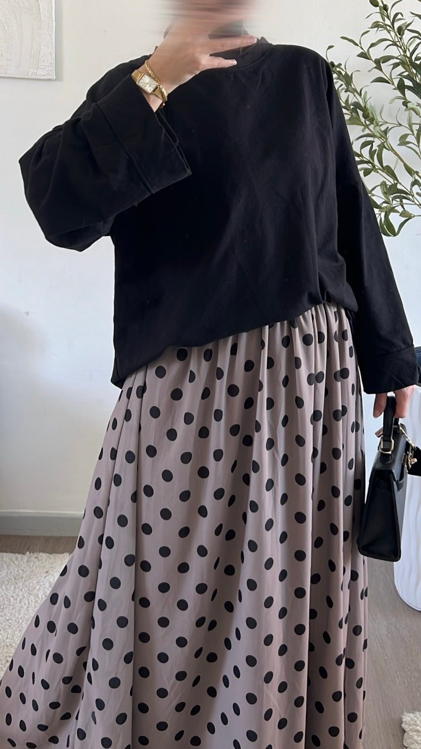 Jupe à pois taupe