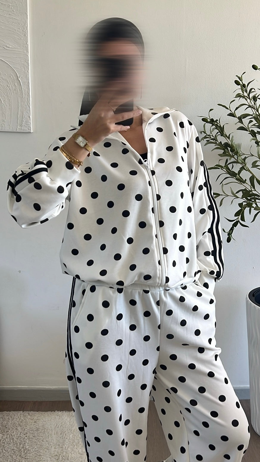 Ensemble jogging à pois blanc