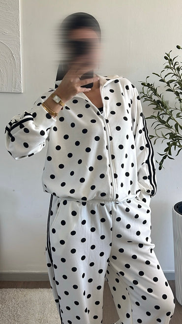 Ensemble jogging à pois blanc