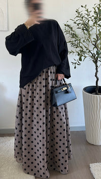 Jupe à pois taupe