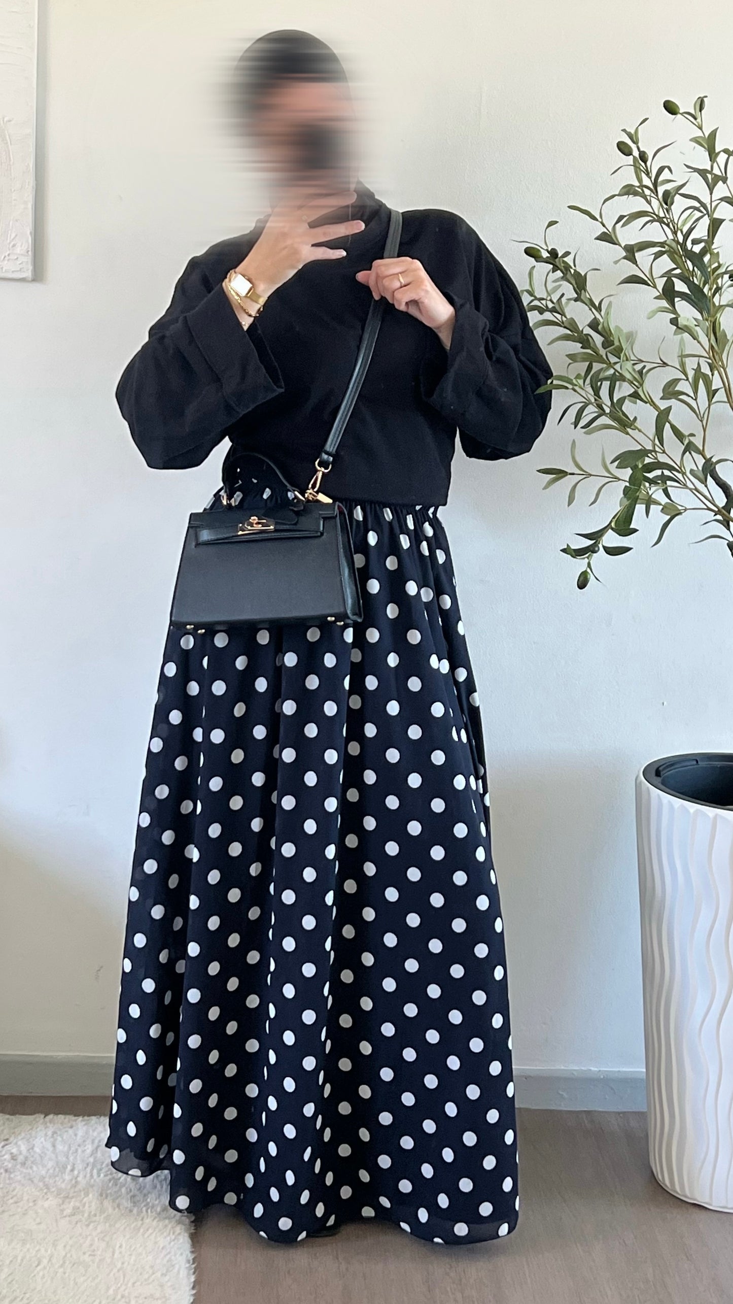 Jupe à pois bleu nuit