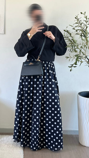 Jupe à pois bleu nuit