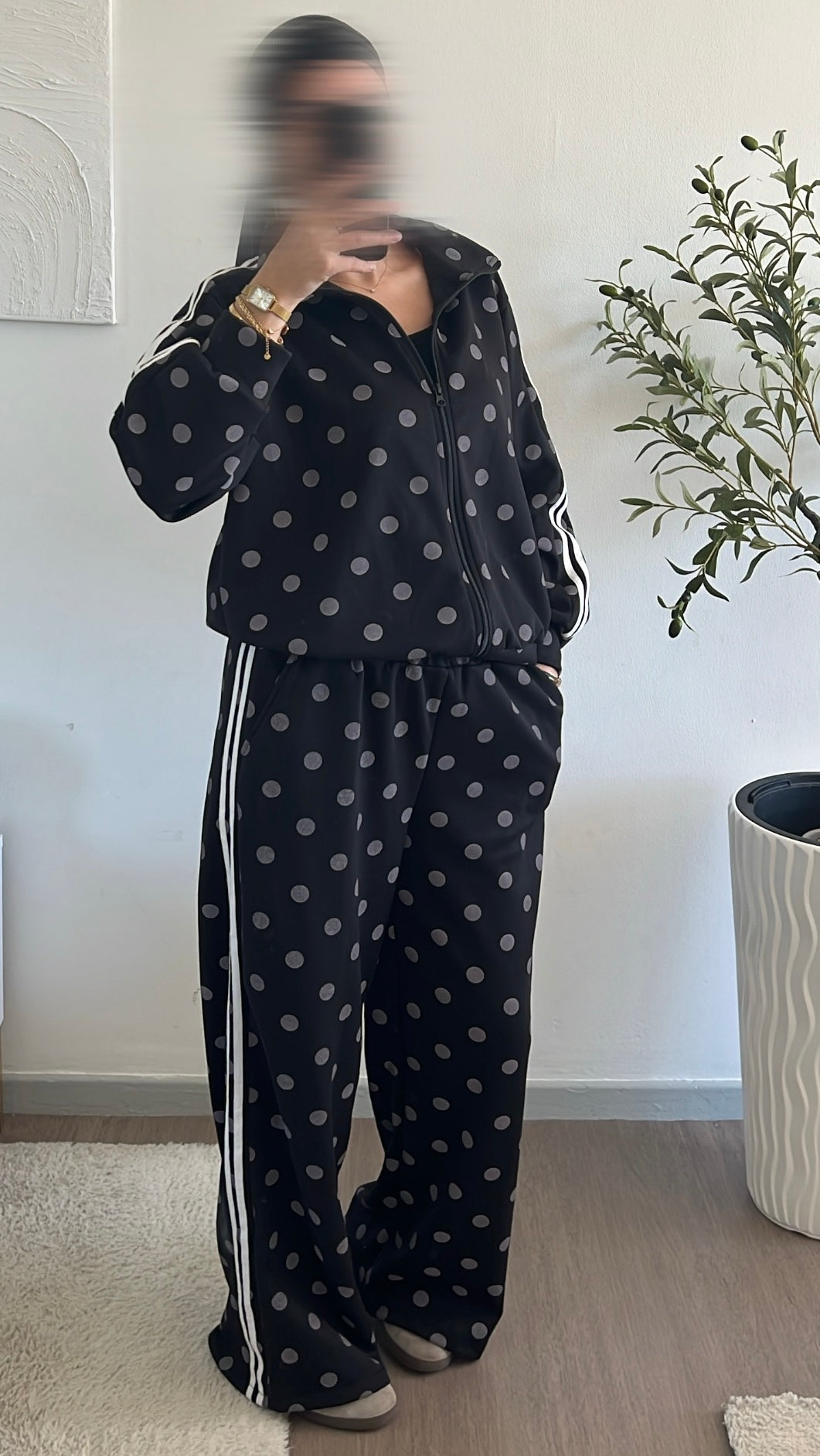 Ensemble jogging à pois noir
