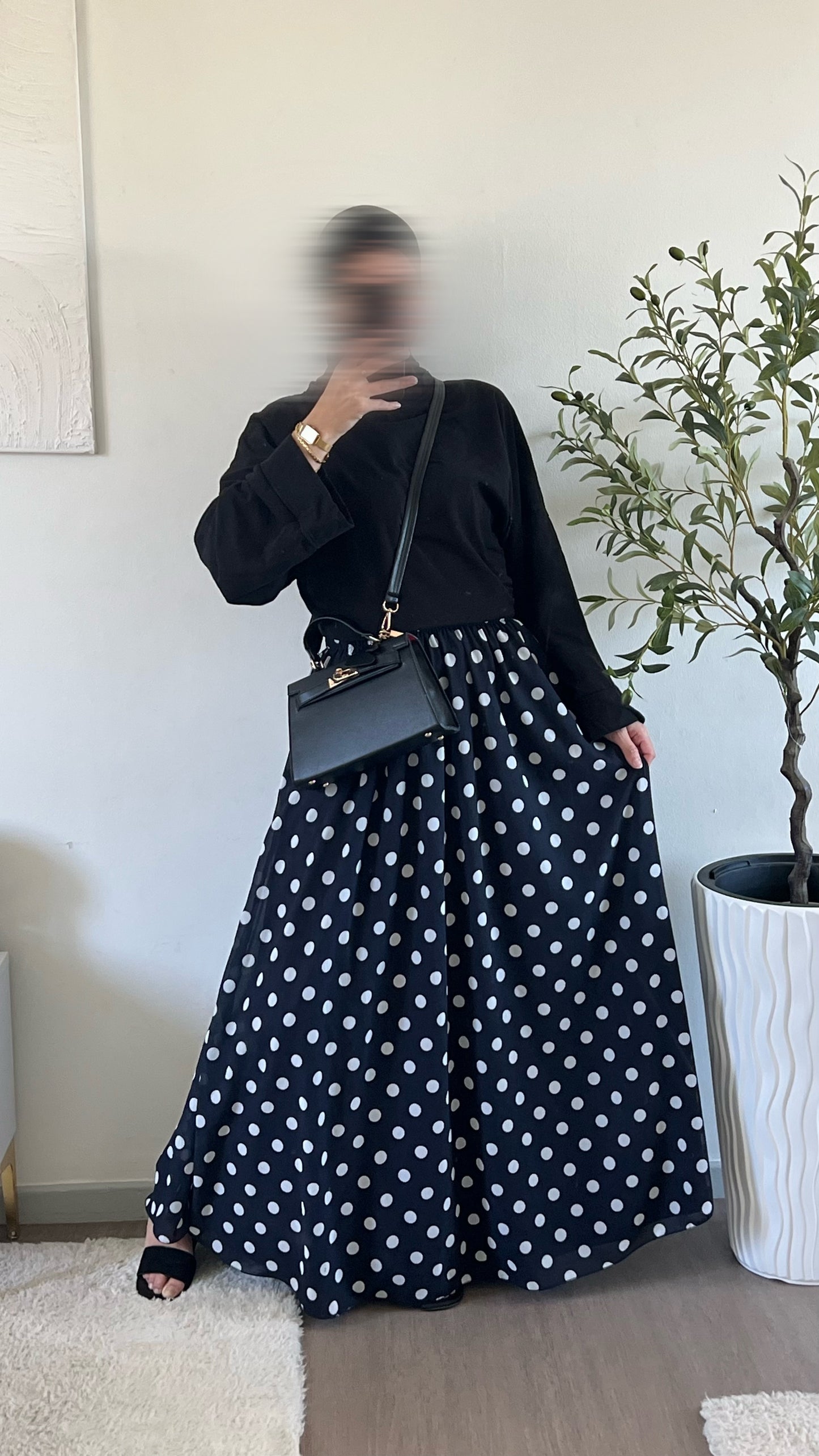 Jupe à pois bleu nuit