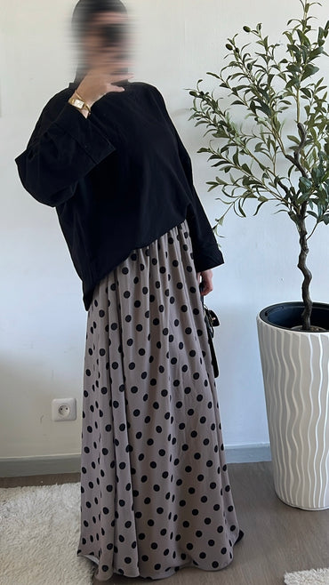 Jupe à pois taupe