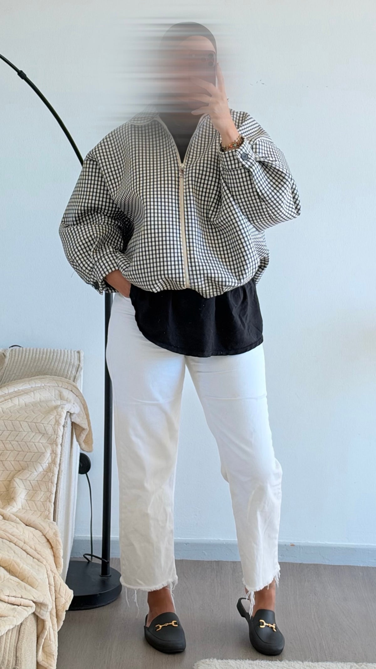 Veste bomber à carreaux
