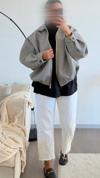 Veste bomber à carreaux
